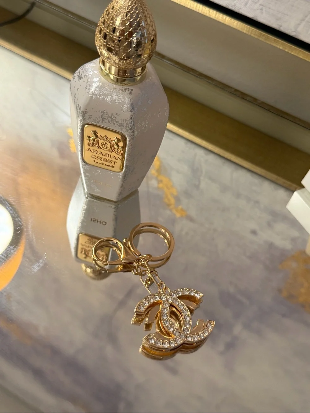 Goldtone CC Keychain Bag Charm